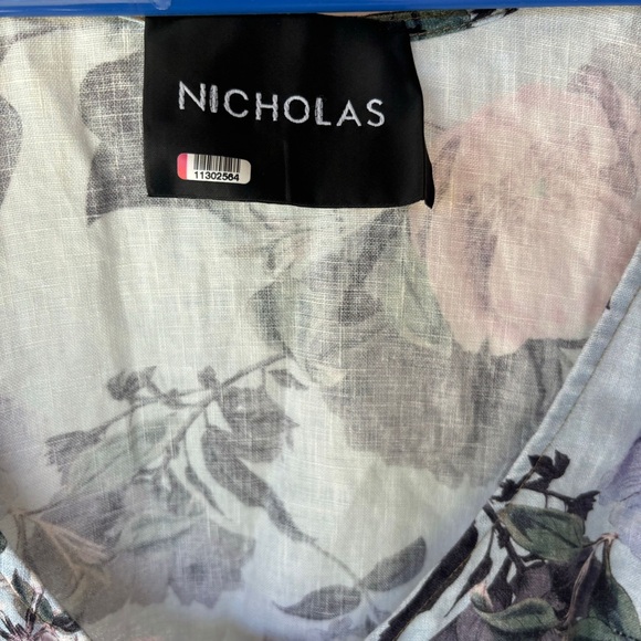 Nicholas Floral Linen Maxi Dress w/ Pockets Multicolor Boho Prairie - Picture 2 of 6